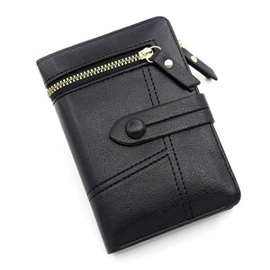 Women's Matte Short Wallet PU Leather Zipper Purse