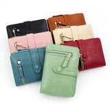Women's Matte Short Wallet PU Leather Zipper Purse