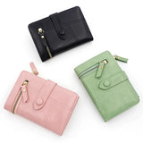 Women's Matte Short Wallet PU Leather Zipper Purse