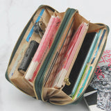 Green Leather Women's Wallet Handbag Purse Large Capacity Zipper