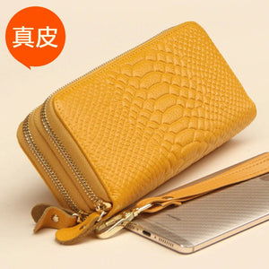 Yellow Leather Women's Wallet - Large Capacity Purse