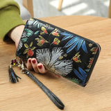 Dragonfly Rose Clutch Leather Evening Bag Wallet