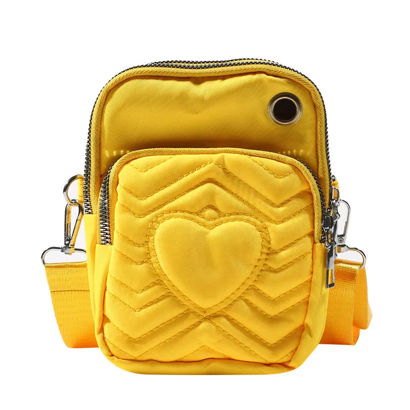 Women Heart PU Phone Clutch Shoulder Bag Ladies Purse Messenger Bags