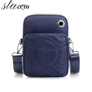 Heart PU Multifunctional Phone Clutch Ladies Purse Large Messenger Bag
