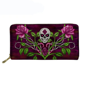 Gothic Skulls Print Long Wallet for Women