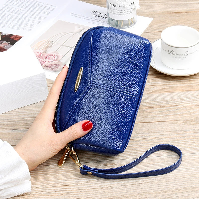 Women Zipper Wallet PU Leather Long Purse Cellphone Bag