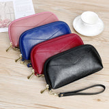 Women Zipper Wallet PU Leather Long Purse Cellphone Bag