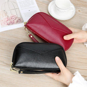 Women Zipper Wallet PU Leather Long Purse Cellphone Bag