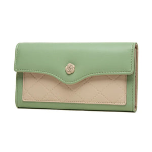 Women's Long PU Leather Buckle Wallet Three fold Bag