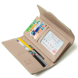 Women's Long PU Leather Buckle Wallet Three fold Bag