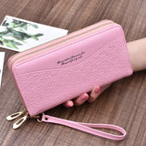 Women's Long Double Zipper Clutch Bag with Hand Strap