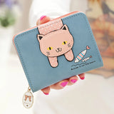 Cat Print Short Zipper Women's Wallet