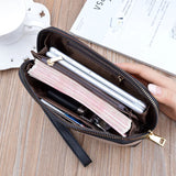 Women's Long Clutch Bag with Hand Strap and Zipper