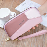 Women's Long Clutch Bag with Hand Strap and Zipper