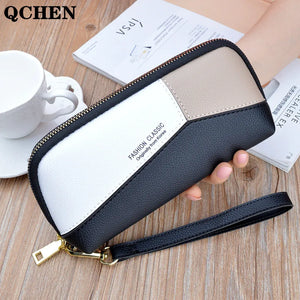 Women's Long Clutch Bag with Hand Strap and Zipper