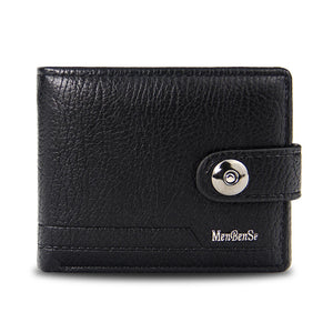 Short Leather Wallet Men's Money Clip