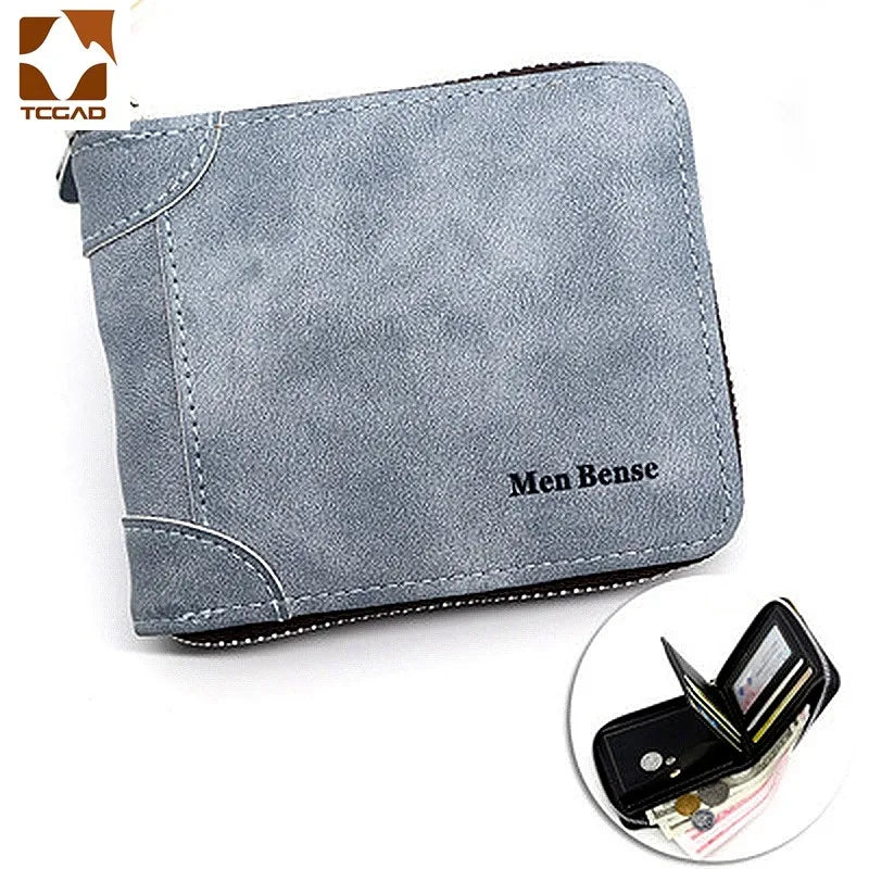 Men's Leather Business Short Wallet Vintage Money Bag