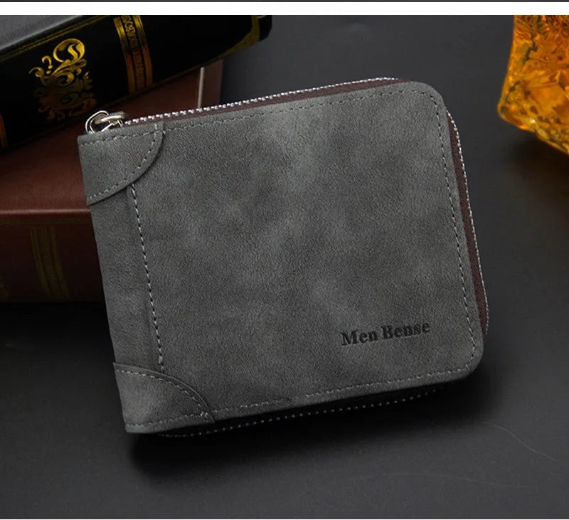 Men's Leather Business Short Wallet Vintage Money Bag
