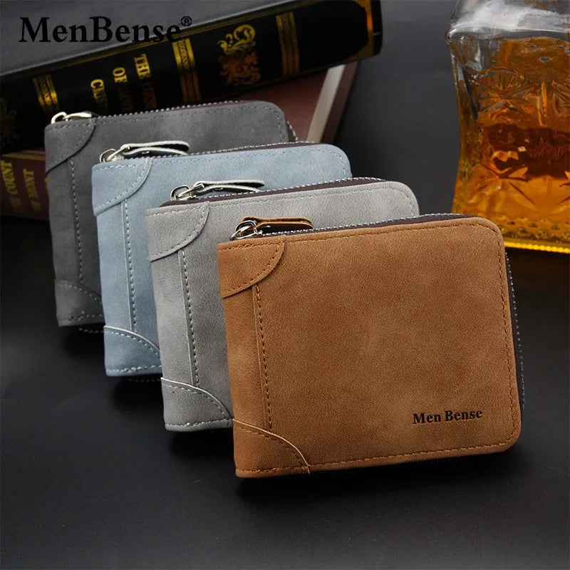 Men's Leather Business Short Wallet Vintage Money Bag