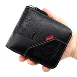 Men's Short Casual Wallet PU Leather Small Zipper Coins Bag