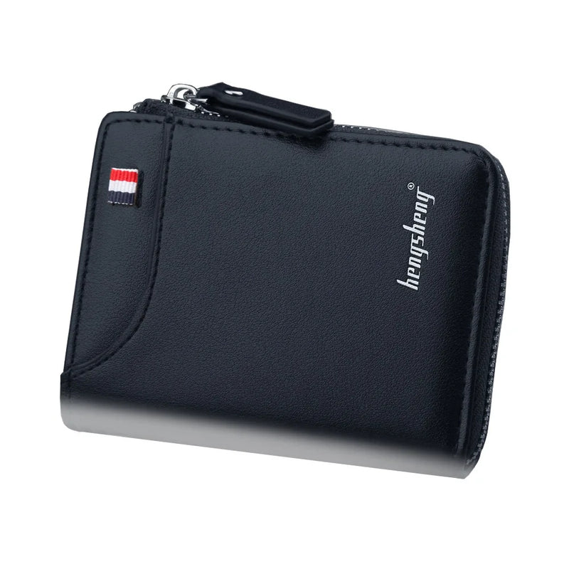 Short Casual Men's Wallet PU Leather Zipper Coins Bag