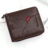 Men's Short Casual Wallet PU Leather Small Zipper Coins Bag