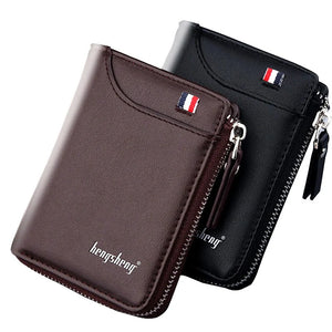 Short Casual Men's Wallet PU Leather Zipper Coins Bag
