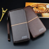 Men's Long Leather Zipper Wallet Portefeuille Clutch