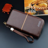 Men's Long Leather Zipper Wallet Portefeuille Clutch