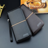 Men's Long Leather Zipper Wallet Portefeuille Clutch