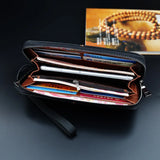Men's Long Leather Zipper Wallet Portefeuille Clutch