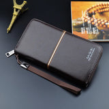 Men's Long Leather Zipper Wallet Portefeuille Clutch