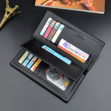 Men Long Wallet Trifold Leather Billetera Hombre