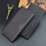 Men Long Wallet Trifold Leather Billetera Hombre