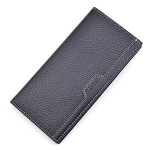 Men Long Wallet Trifold Leather Billetera Hombre