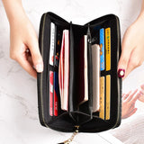 Women's Long Woven Handbag with Tassel Zipper