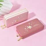 Women's Love Printed Wallet Double Zipper Handbag