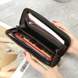Women's Long Zipper Handbag Letter Print Wrist Band Phone Bag