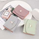 Women's Short Rabbit Lock Wallet PU Leather Coin Bag
