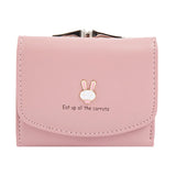Women's Short Rabbit Lock Wallet PU Leather Coin Bag