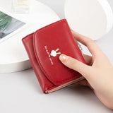 Women's Short Rabbit Lock Wallet PU Leather Coin Bag