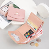 Women's Short Rabbit Lock Wallet PU Leather Coin Bag