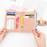 Short Card Snap Student Wallet, Litchi Pattern, Zero Wallet