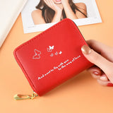 Small Anti-Theft Zipper Wallet for Women, Printed Design