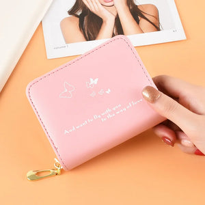 Small Anti-Theft Zipper Wallet for Women, Printed Design