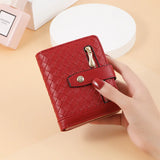 Women's Short Woven Buckle Wallet with Card Slots