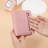 Women's Short Woven Buckle Wallet with Card Slots