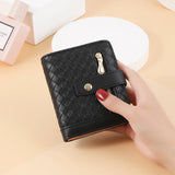 Women's Short Woven Buckle Wallet with Card Slots