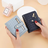 Women's Short Woven Buckle Wallet with Card Slots