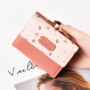 Small Floral Print Women's Wallet, Short Version, Three Fold Buckle